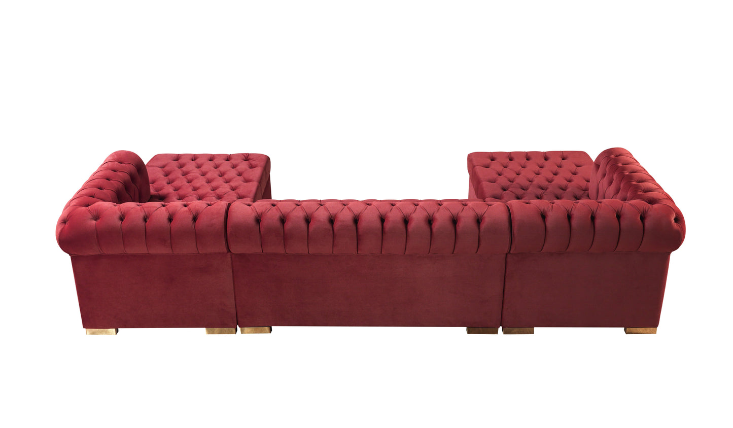 Lauren Maroon Velvet Double Chaise Sectional