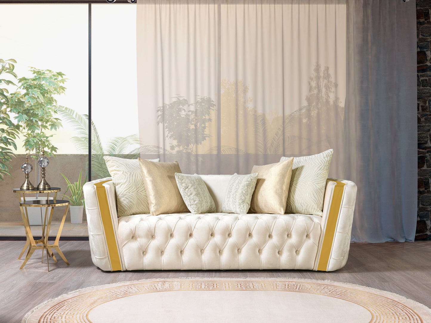 Fanci Ivory Velvet Sofa & Loveseat