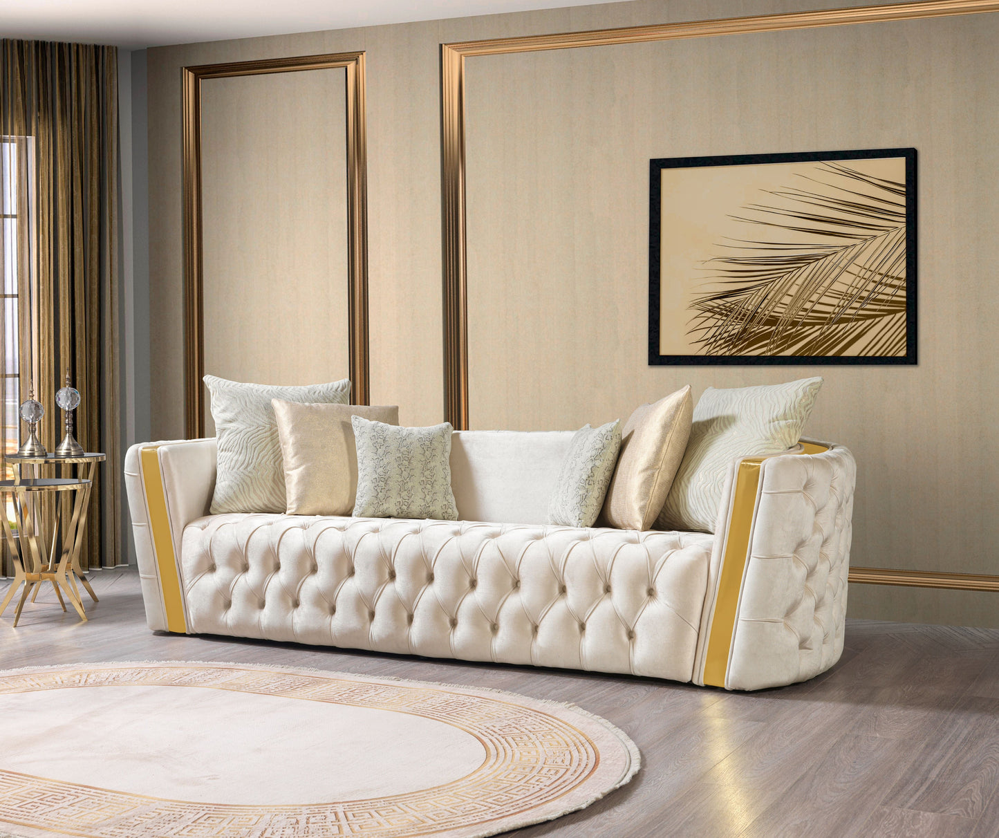 Fanci Ivory Velvet Sofa & Loveseat