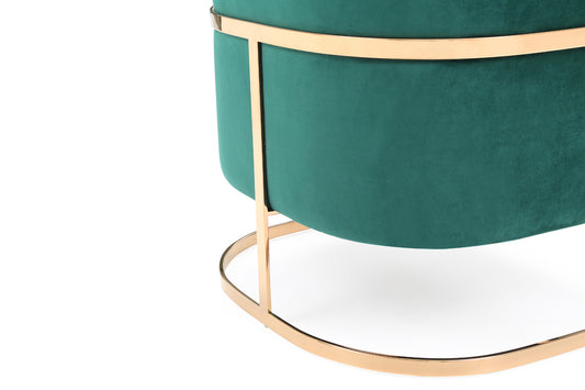 Modrest Trask Modern Green Velvet & Rosegold Accent Chair