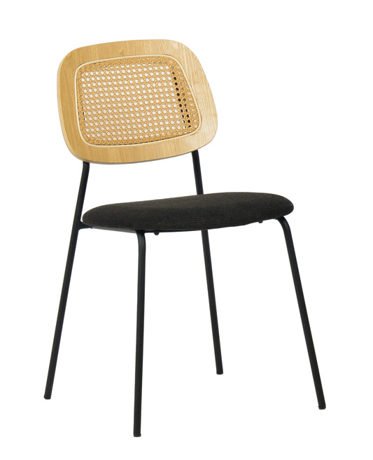 Modern Alizee - Modern Rattan and Black Dining Chair Set of 2