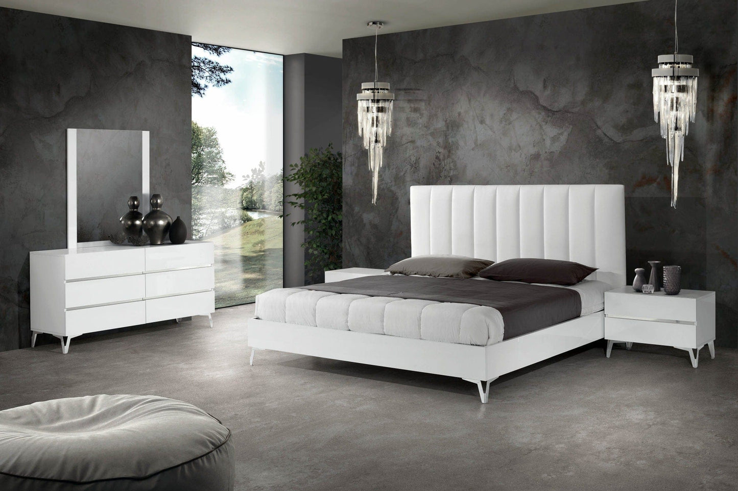 Nova Domus Angela - Queen Italian Modern White Eco Leather Bedroom Set