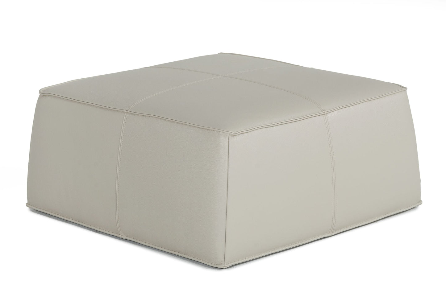 Divani Casa April - Modern Light Grey Leather Square Ottoman