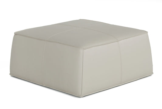 Divani Casa April - Modern Light Grey Leather Square Ottoman