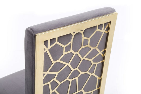Modrest Reba Modern Grey Velvet & Gold Dining Chair (Set of 2)