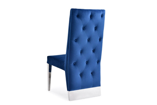 Modrest Kilson Modern Blue Velvet & Stainless Steel Dining Chair (Set of 2)