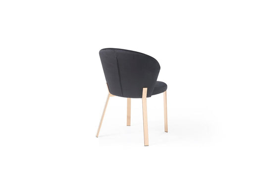 Modrest Nadia Modern Black Velvet & Rosegold Dining Chair (Set of 2)