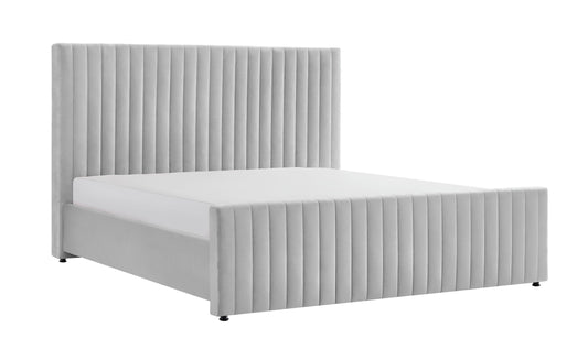 Eastern King Modrest Beverly - Modern Grey Velvet Bed
