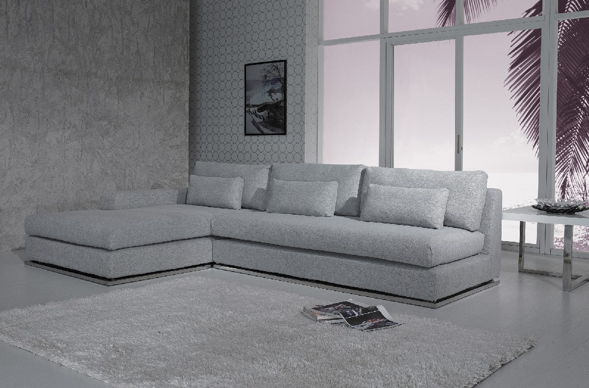 Divani Casa Ashfield - Modern Grey Fabric Left Facing Sectional Sofa