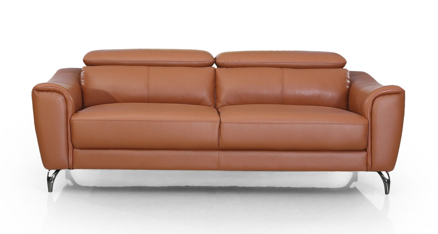 Divani Casa Danis - Modern Cognac Leather Brown Sofa