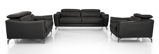 Divani Casa Danis - Modern Black Leather Sofa Set