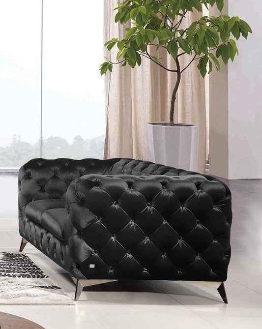 Divani Casa Delilah - Modern Black Fabric Loveseat