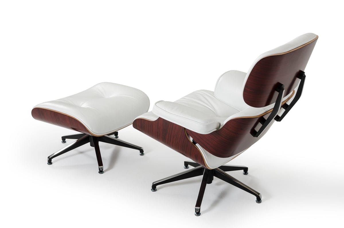 DONT ADD ONLINE Divani Casa Moser Modern White Leather Lounge Chair w/ Ottoman