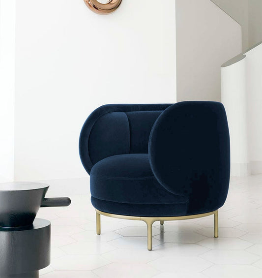 Divani Casa Eckley - Blue Velvet Accent Chair