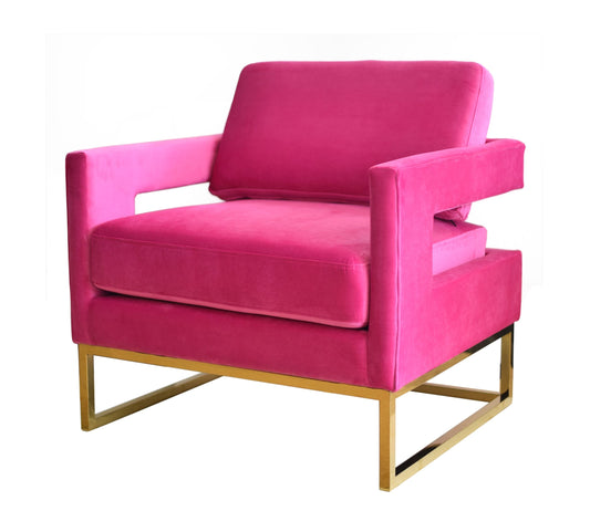 Modrest Edna - Pink Velvet + Gold Accent Chair