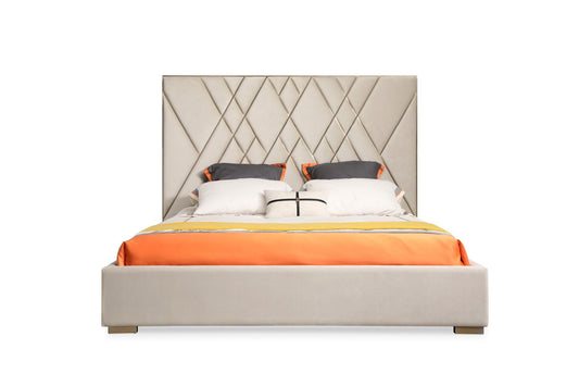 Modrest Eldora - Glam Beige Velvet and Brushed Brass Bed