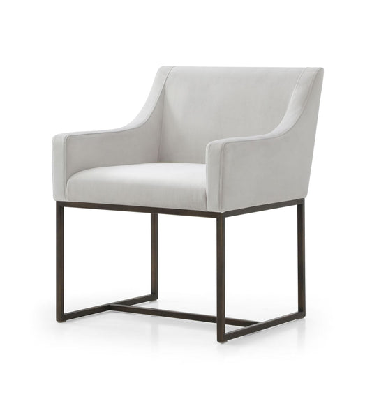 Modrest Elijah - Modern Beige & Copper Antique Brass Dining Chair