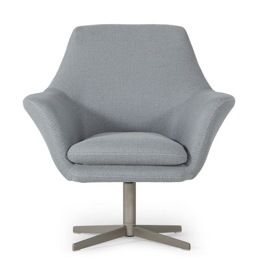 Divani Casa Elvin - Modern Grey Fabric Swivel Lounge Chair