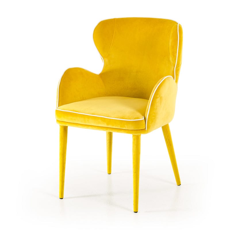Modrest Tigard Mid-Century Yellow Fabric Dining Chair