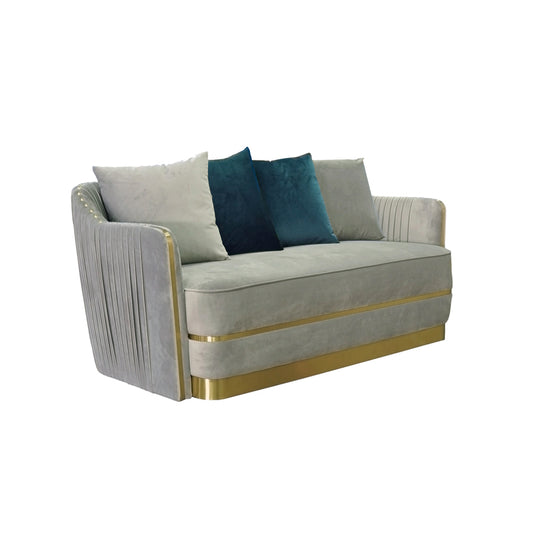 Divani Casa Ardine Modern Grey Velvet & Gold Loveseat Sofa