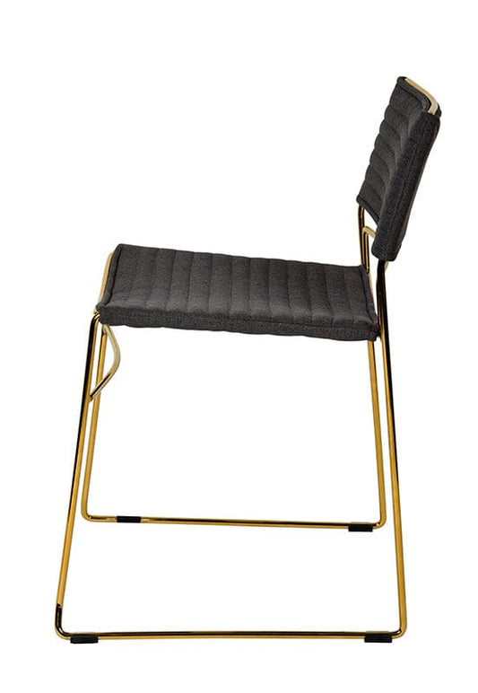 Modrest Swain Modern Grey Fabric & Gold Dining Chair (Set of 2)