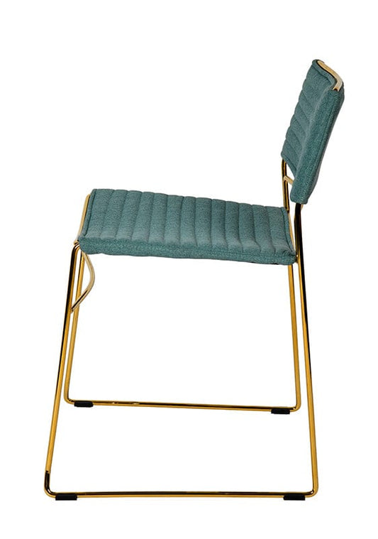Modrest Swain Modern Green Fabric & Gold Dining Chair (Set of 2)