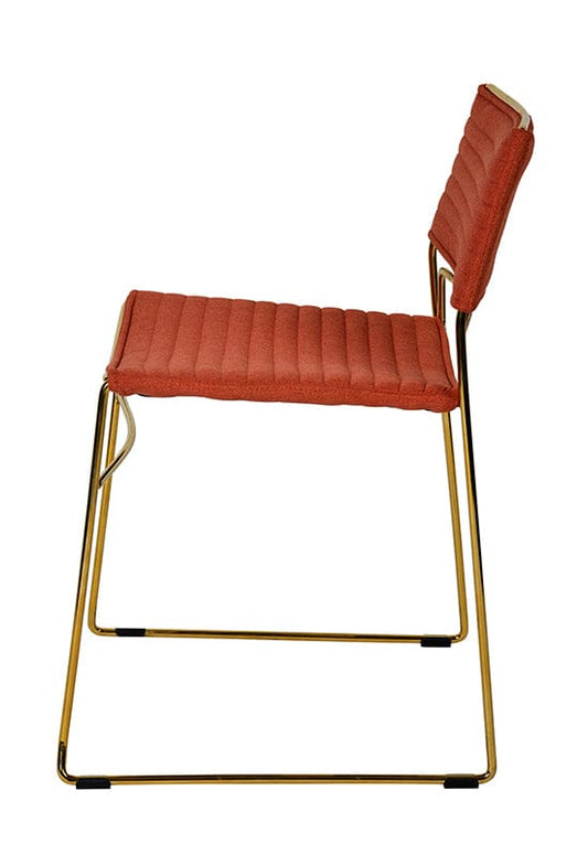 Modrest Swain Modern Salmon Fabric & Gold Dining Chair (Set of 2)