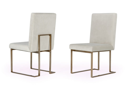 Modrest Fowler - Modern Grey Velvet Dining Chair Set of 2