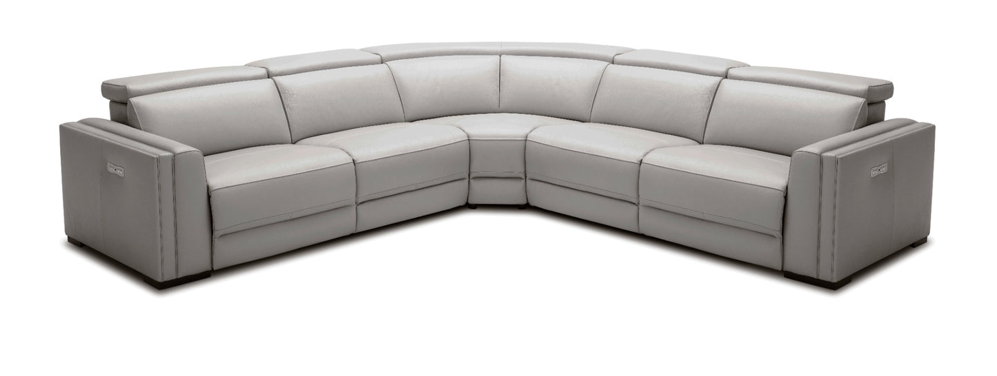 Modrest Frazier - Modern Light Grey Leather Sectional Sofa with Recliners