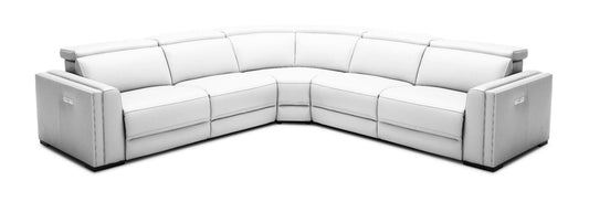 Modrest Frazier - Modern White Leather Sectional Sofa with Recliners