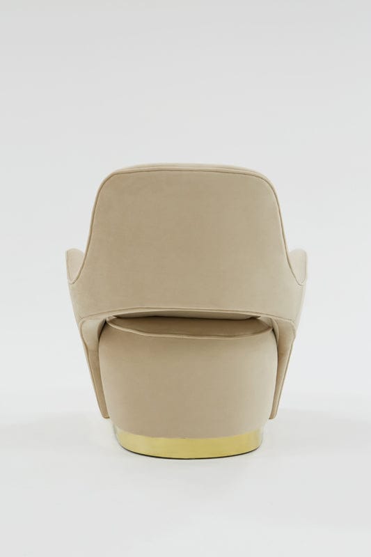 Divani Casa Visalia Modern Beige Velvet & Gold Accent Chair