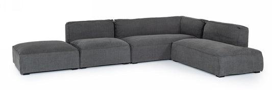 Divani Casa Hearn - Contemporary Dark Grey Fabric Modular Sectional Sofa