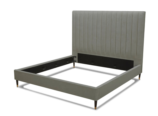 Modrest Hemlock - Queen Modern Grey Velvet Bed