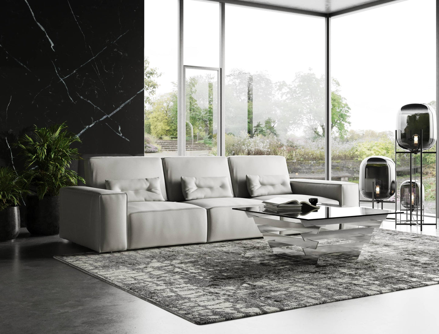 Coronelli Collezioni Hollywood - Italian Grey Maya Cloud Leather Sectional Sofa