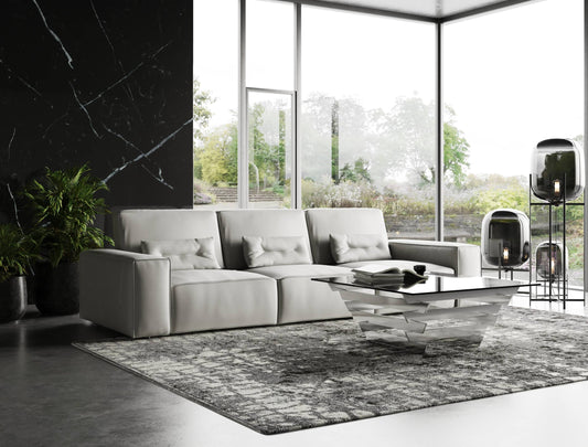 Coronelli Collezioni Hollywood - Italian Grey Maya Cloud Leather Sectional Sofa