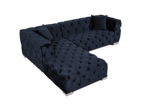 Cloud Black Velvet Custom Tufted Sectional