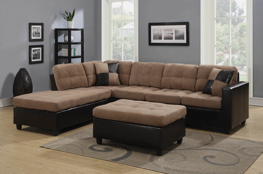 Mallory Upholstered Sectional Chocolate And Dark Brown