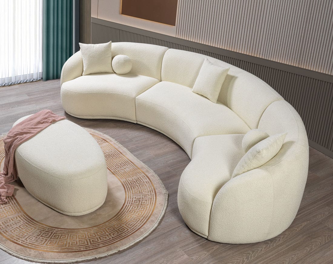 Bonita Ivory Boucle 3-Piece Curved Sectional – Texas Furniture