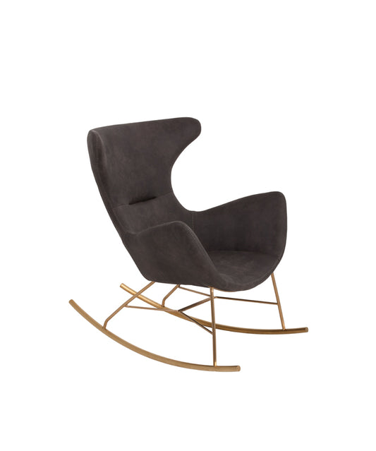 Modrest Cassidy Modern Dark Grey & Gold Rocking Chair