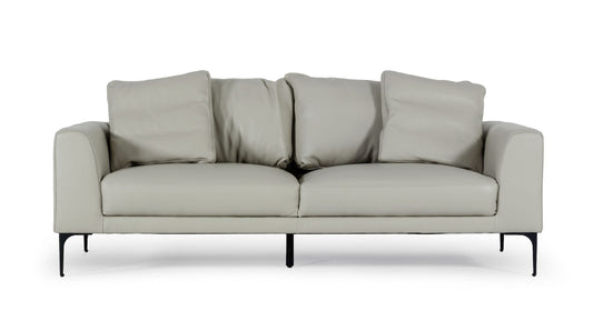 Divani Casa Jacoba - Modern Light Grey Leather Sofa