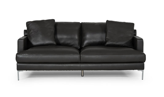 Divani Casa Janina - Modern Dark Grey Leather Sofa
