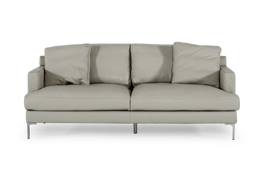 Divani Casa Janina - Modern Light Grey Leather Sofa