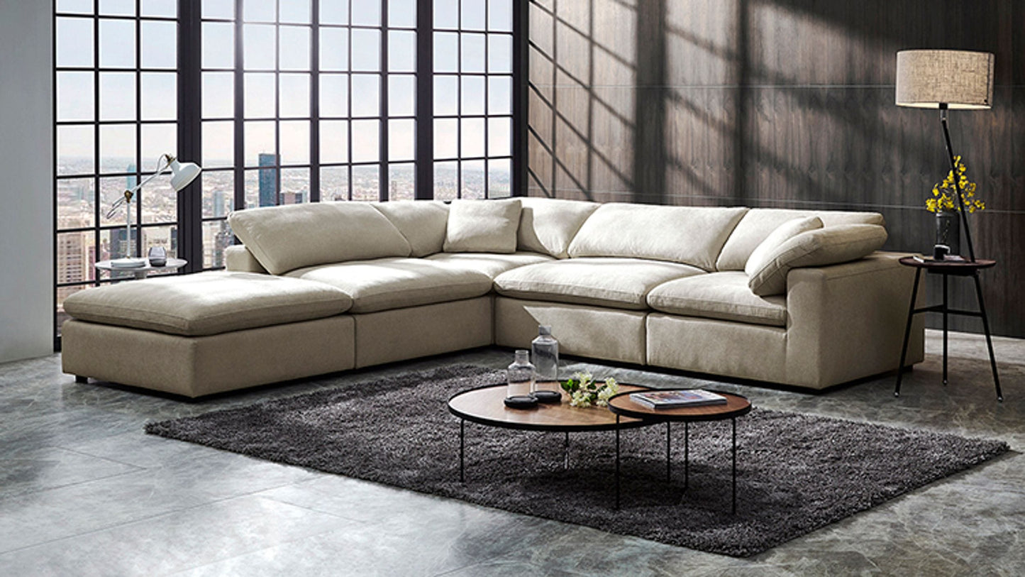 Divani Casa Kramer - Modern Modular Cream Fabric Sectional Sofa