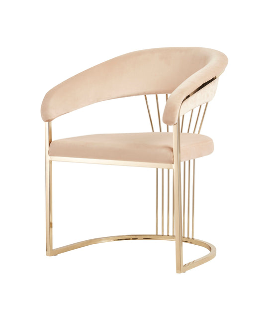 Modrest Linda - Modern Beige Velvet and Gold Dining Chair