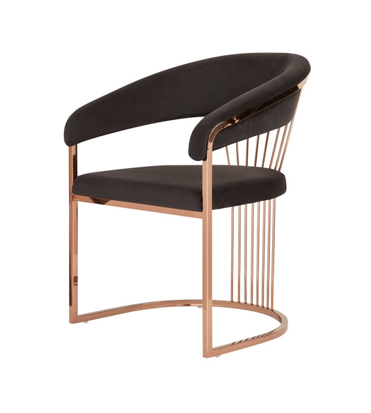 Modrest Linda - Modern Black Velvet and Rosegold Dining Chair