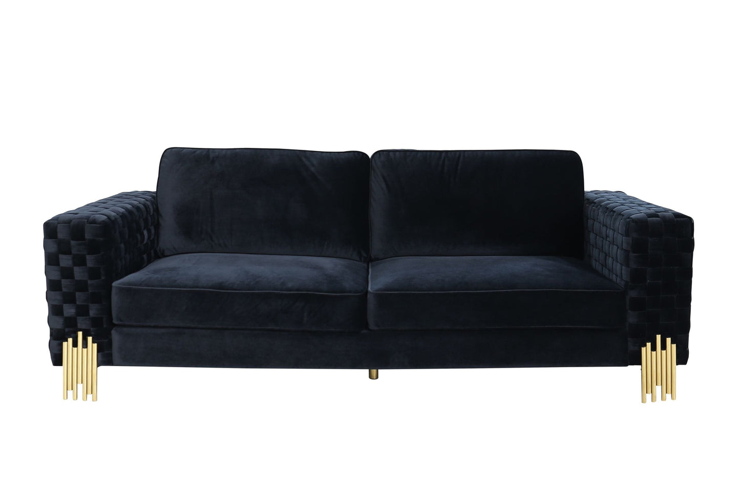 Divani Casa Lori - Modern Velvet Glam Black & Gold Sofa