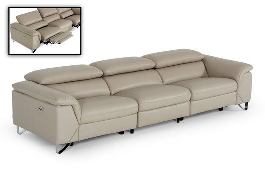 Divani Casa Maine - Modern Taupe Eco-Leather Sofa w/ Electric Recliners