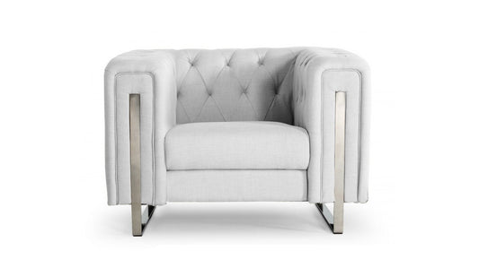 Divani Casa Salvia - Modern White Leatherette Accent Chair