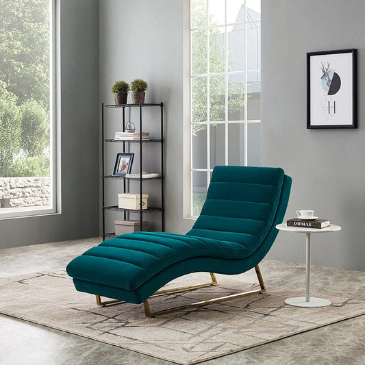 Divani Casa Auburn Modern Green Velvet Lounge Chaise