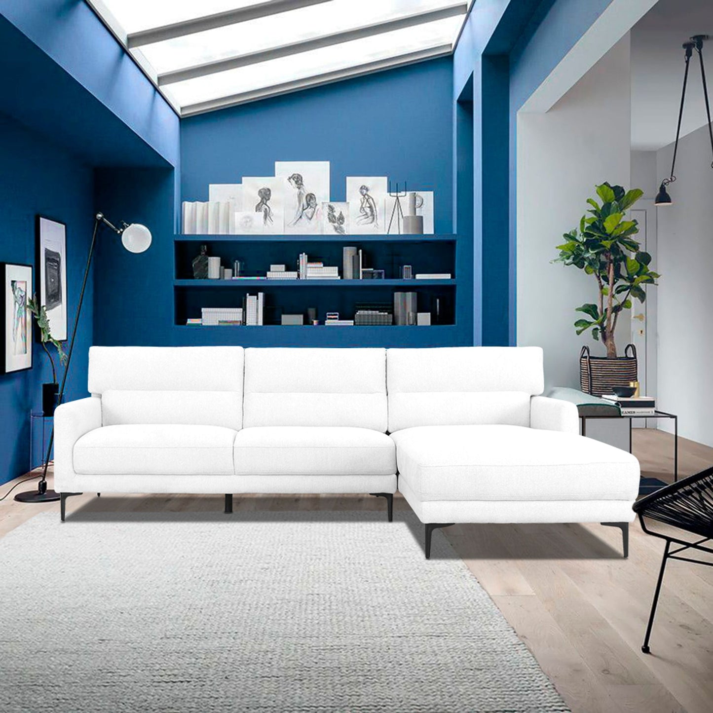 Divani Casa Paraiso - Modern White Fabric Right Facing Sectional Sofa
